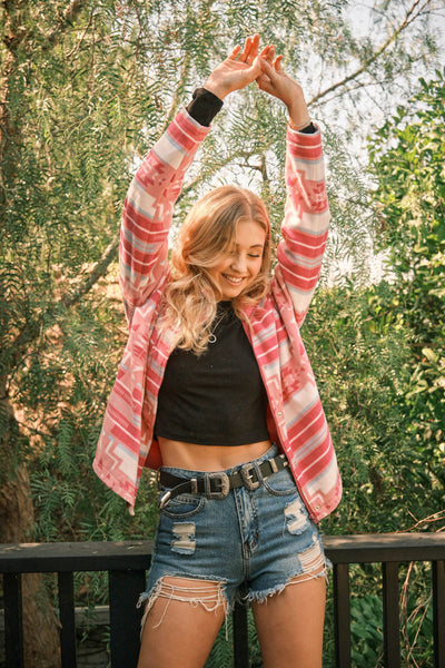 Aztec Soft Cozy Zip Up Jacket