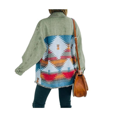 WASHED AZTEC DENIM SHACKET