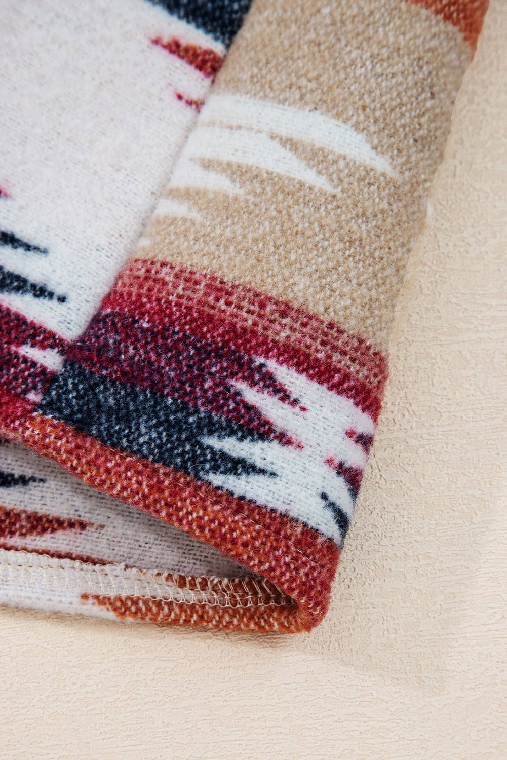 Western Aztec Striped Patchwork Raw Hem Shacket