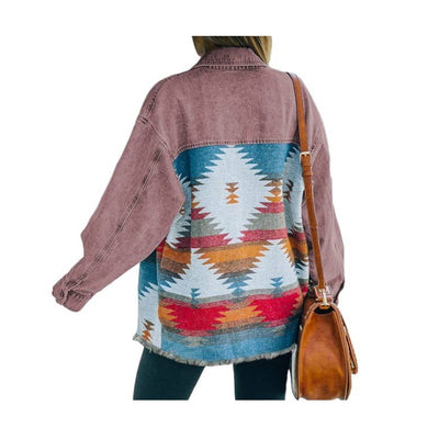 WASHED AZTEC DENIM SHACKET