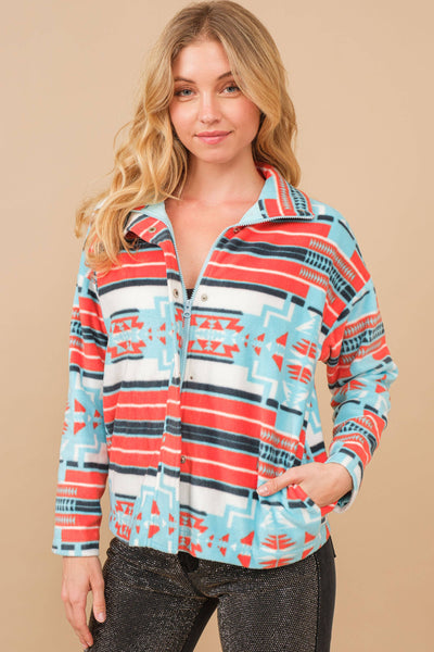 Aztec Soft Cozy Zip Up Jacket