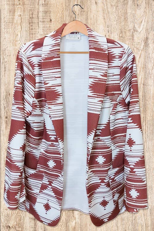 CARLY AZTEC PRINT BLAZER WITH POCKET