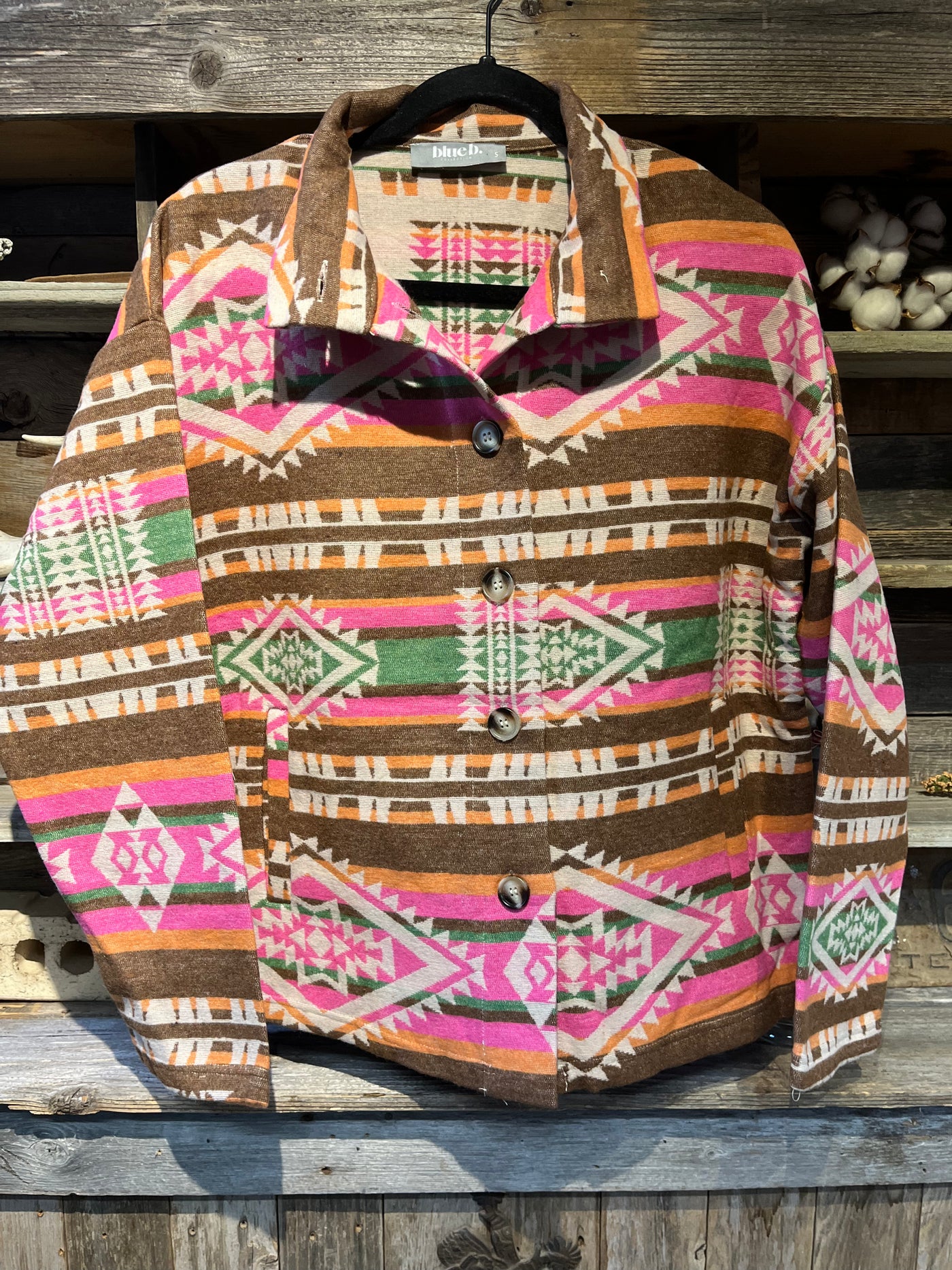 Aztec Jacquard Mock Neck Button Up Western Jacket