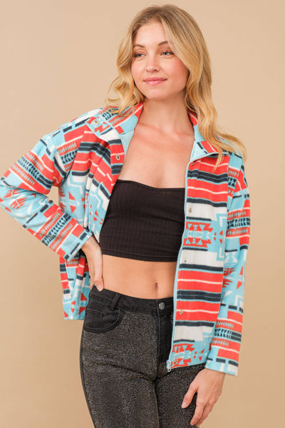 Aztec Soft Cozy Zip Up Jacket