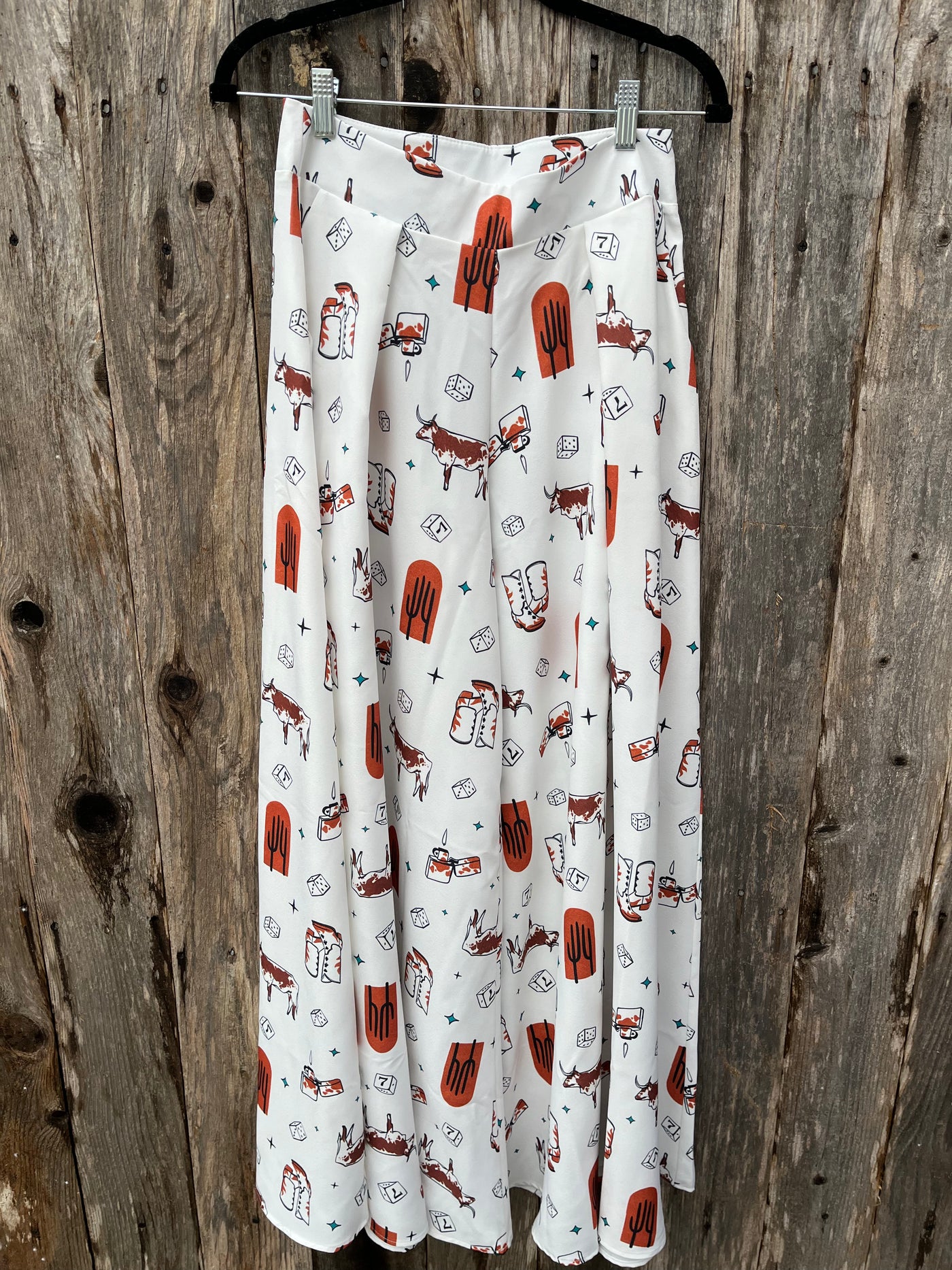 WESTERN FARM GRAPHC FLARE WIDE LEG PALAZZO PANTS