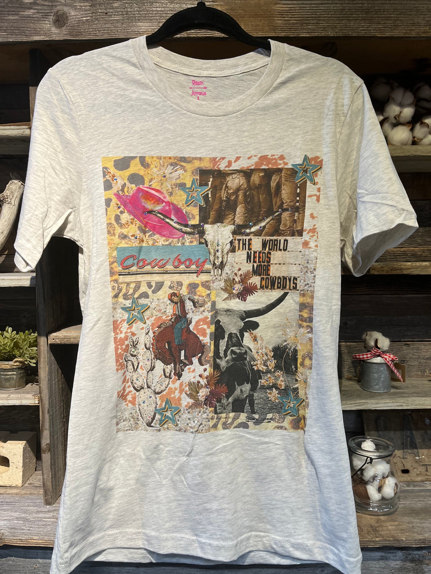 COWBOY COLLAGE W/ BLING TEE