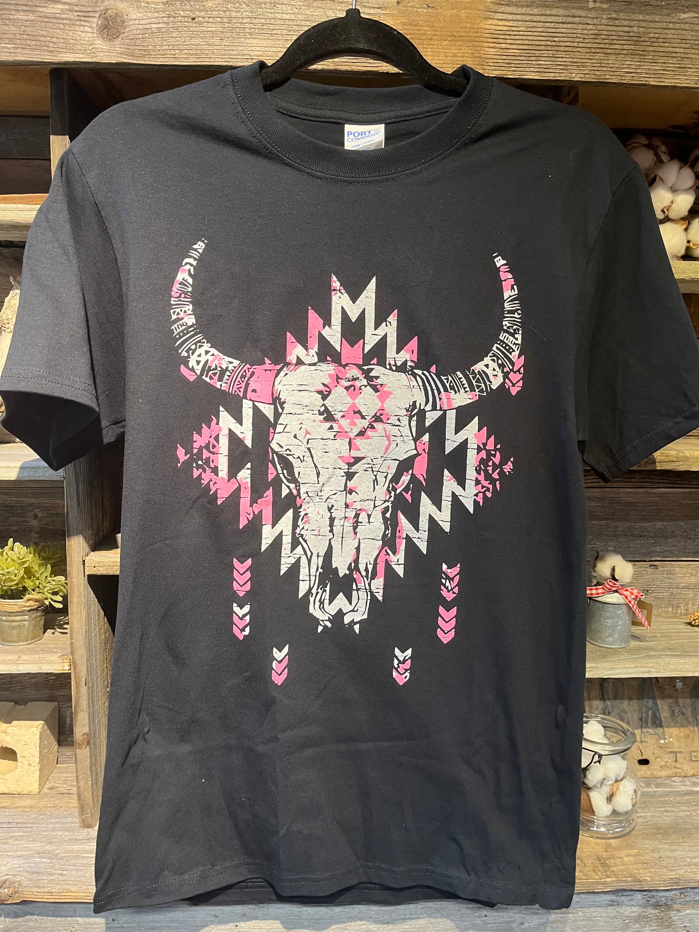 Hot pink Aztec Skull Tee