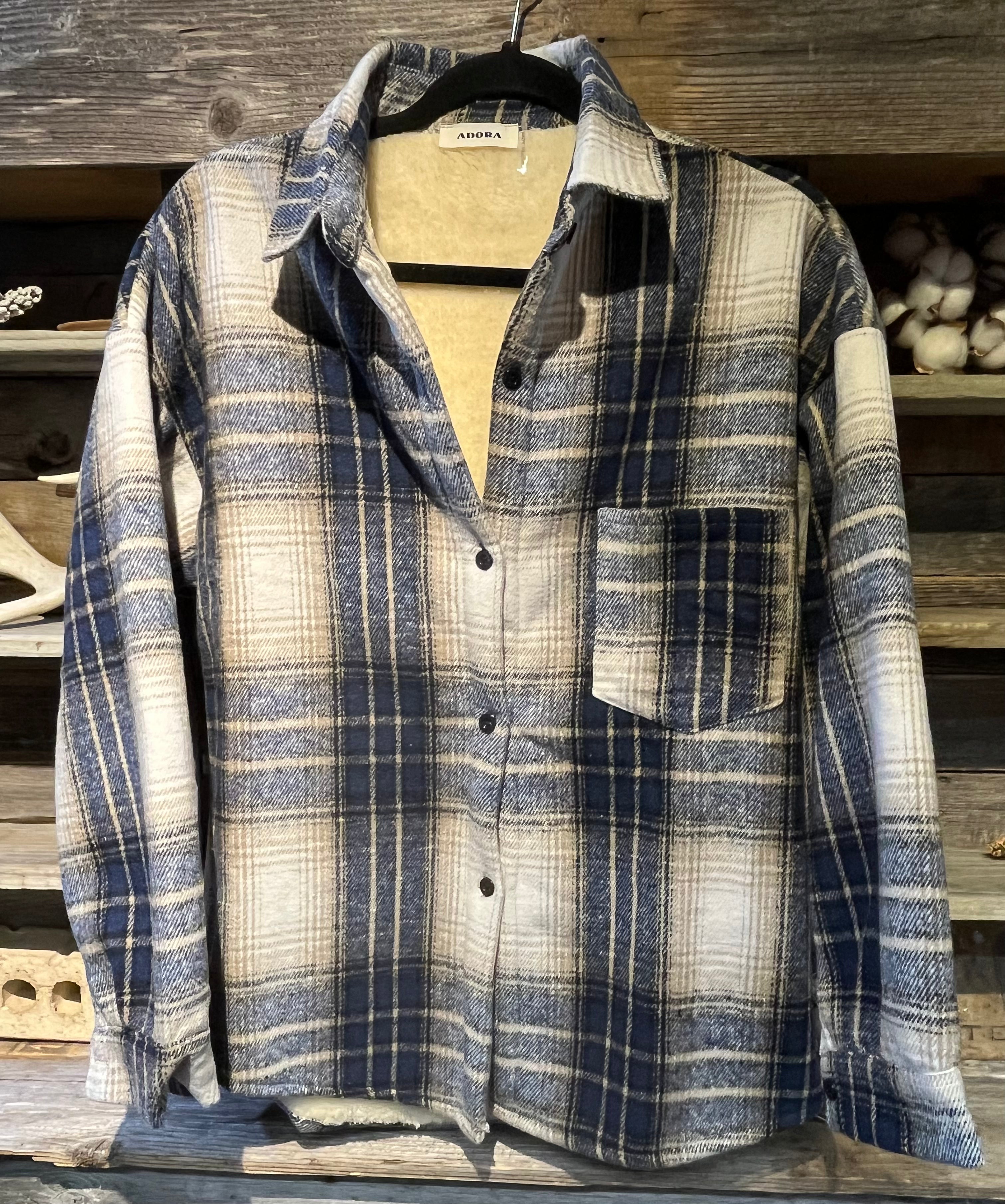 PLAID SHERPA-LINED BUTTON DOWN SHACKET – Sam I Am Boutique LLC