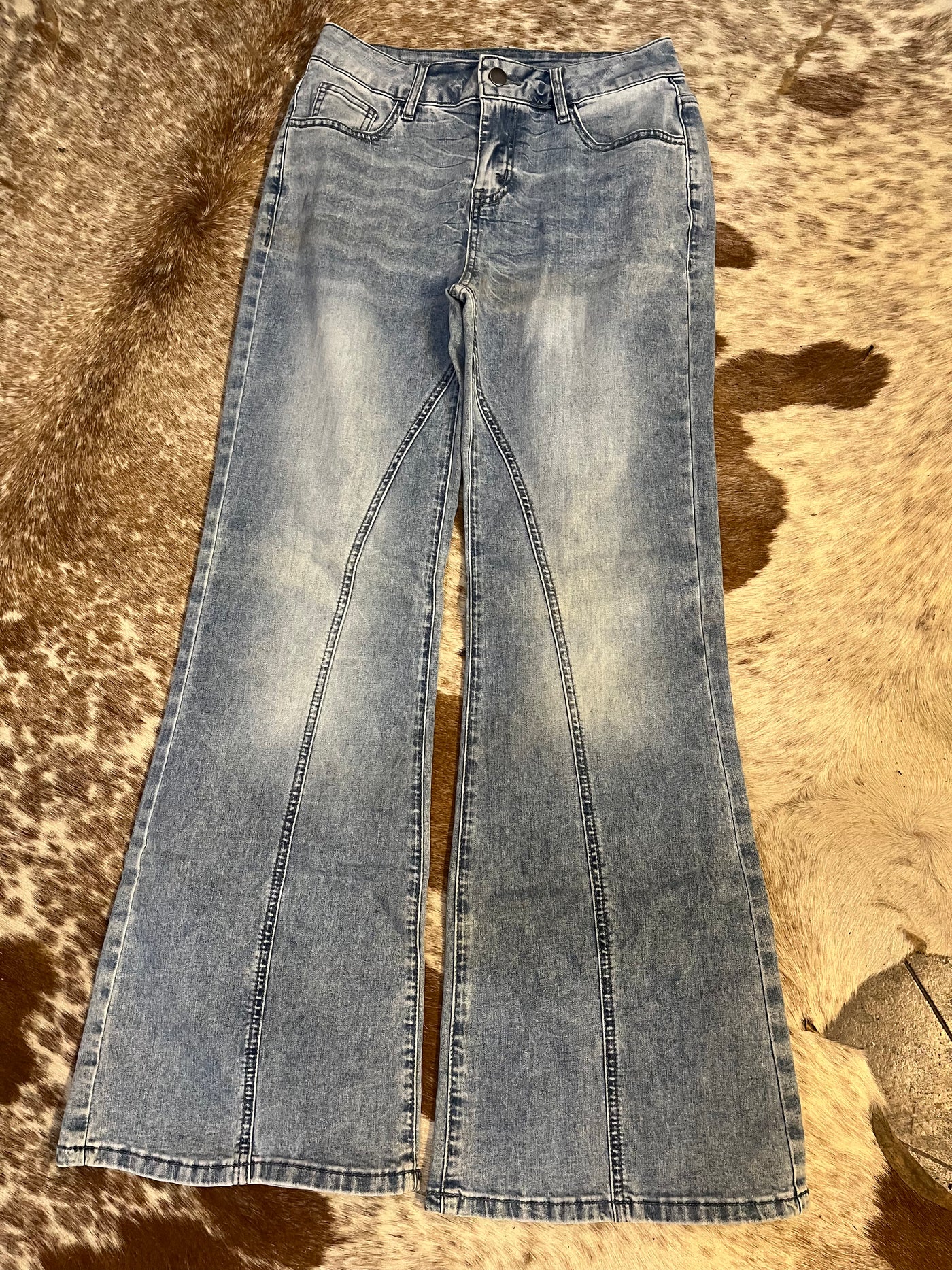 Acid Wash Extra Wide Leg High Waist Long Jeans