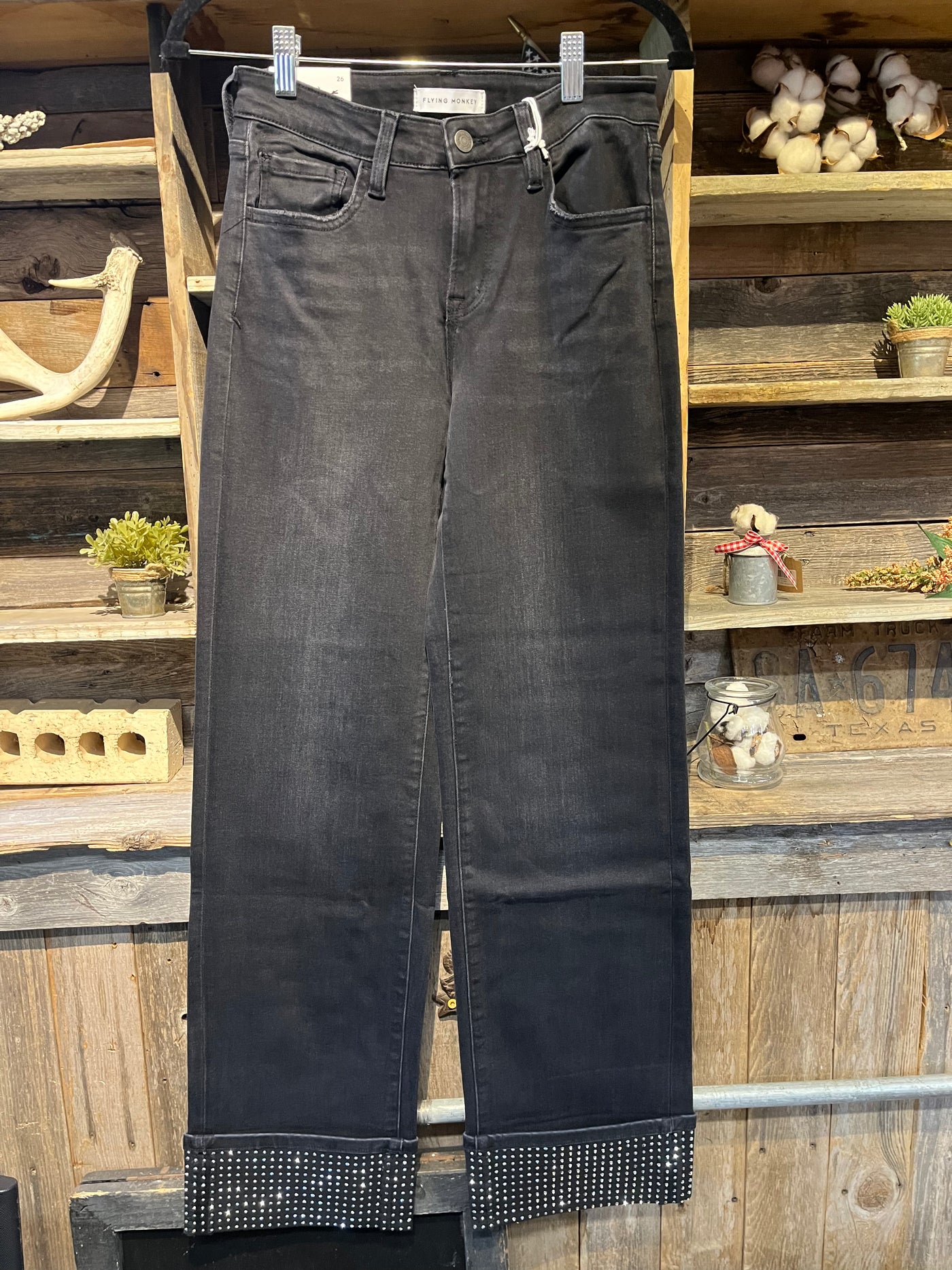 FM MID RISE STUDDED CUFF EMBELLISHMENTS JEANS