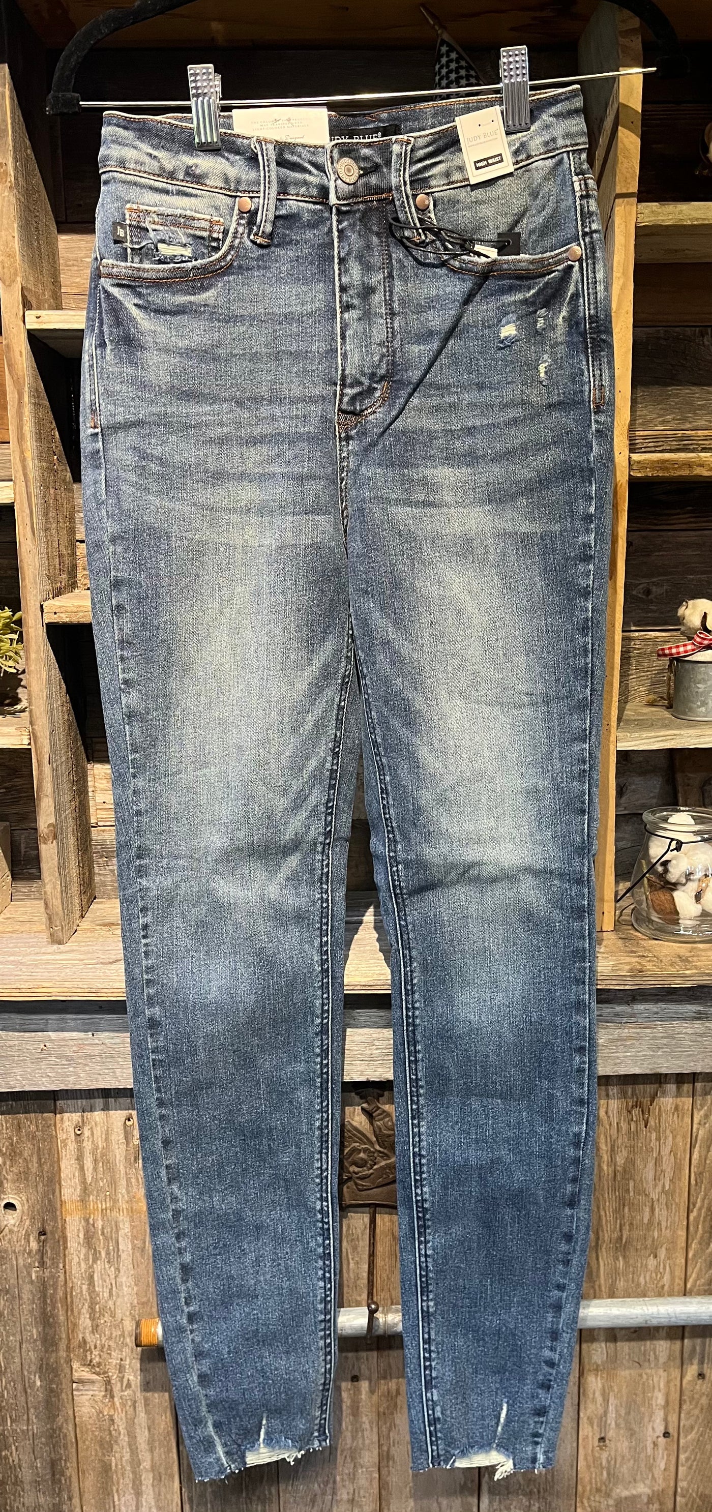 JB HIGH WAISTED TUMMY CONTROL VINTAGE WASH SKINNY JEANS