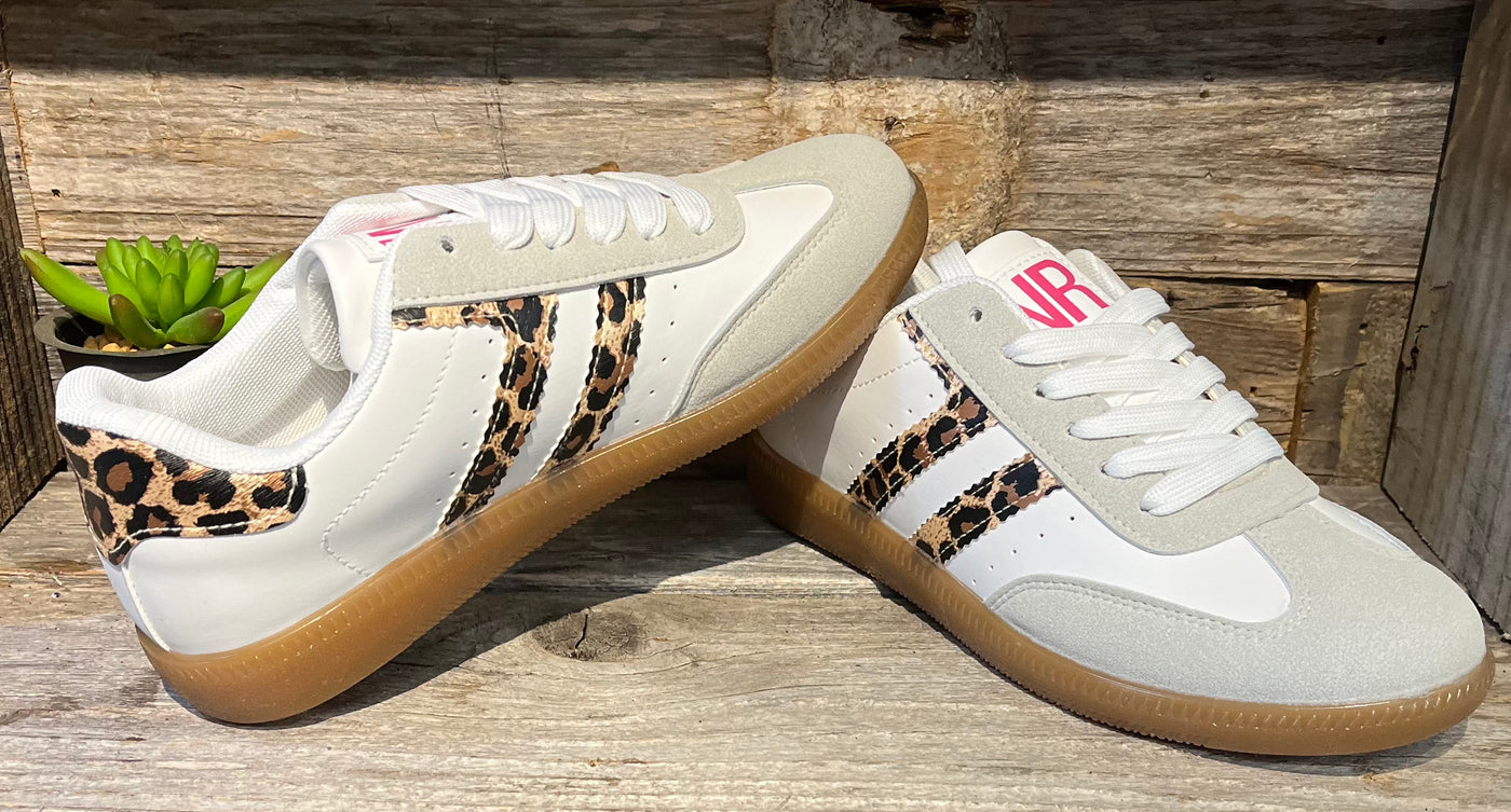 STOCKHOLM WHITE/LEOPARD TENNIS SHOES
