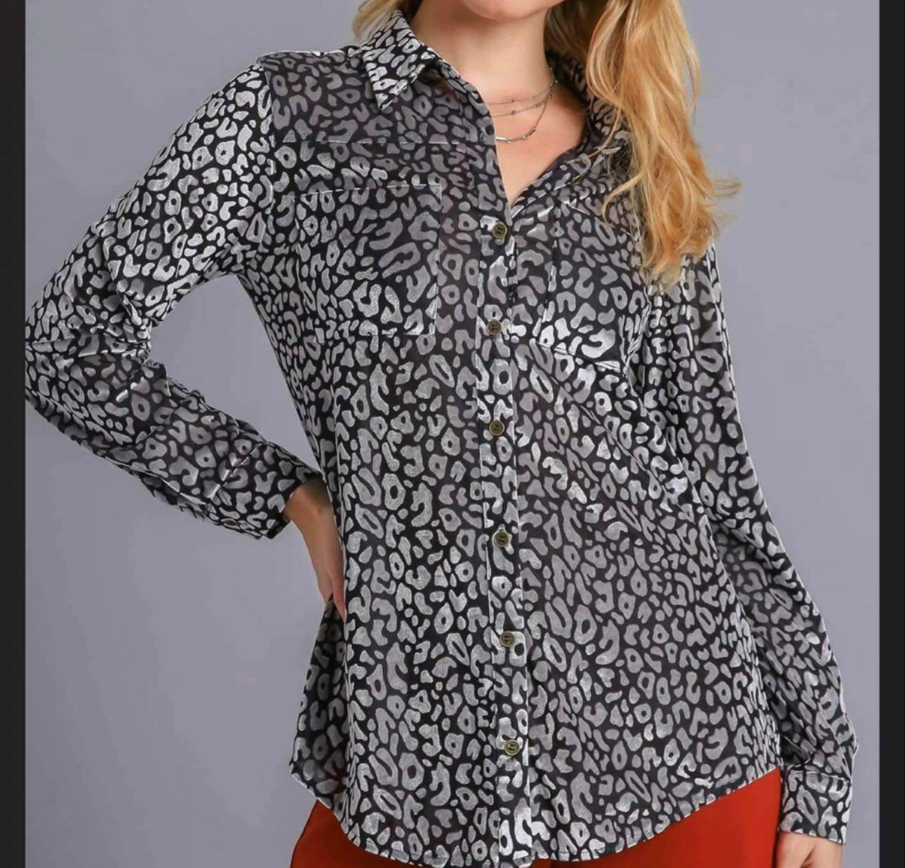 Animal silk blouse