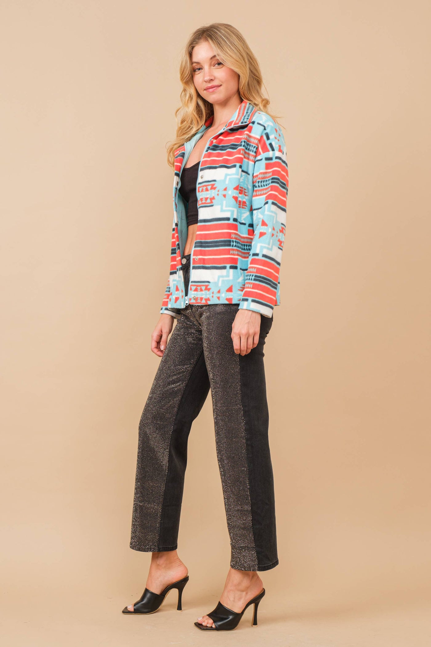 Aztec Soft Cozy Zip Up Jacket