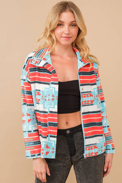 Aztec Soft Cozy Zip Up Jacket