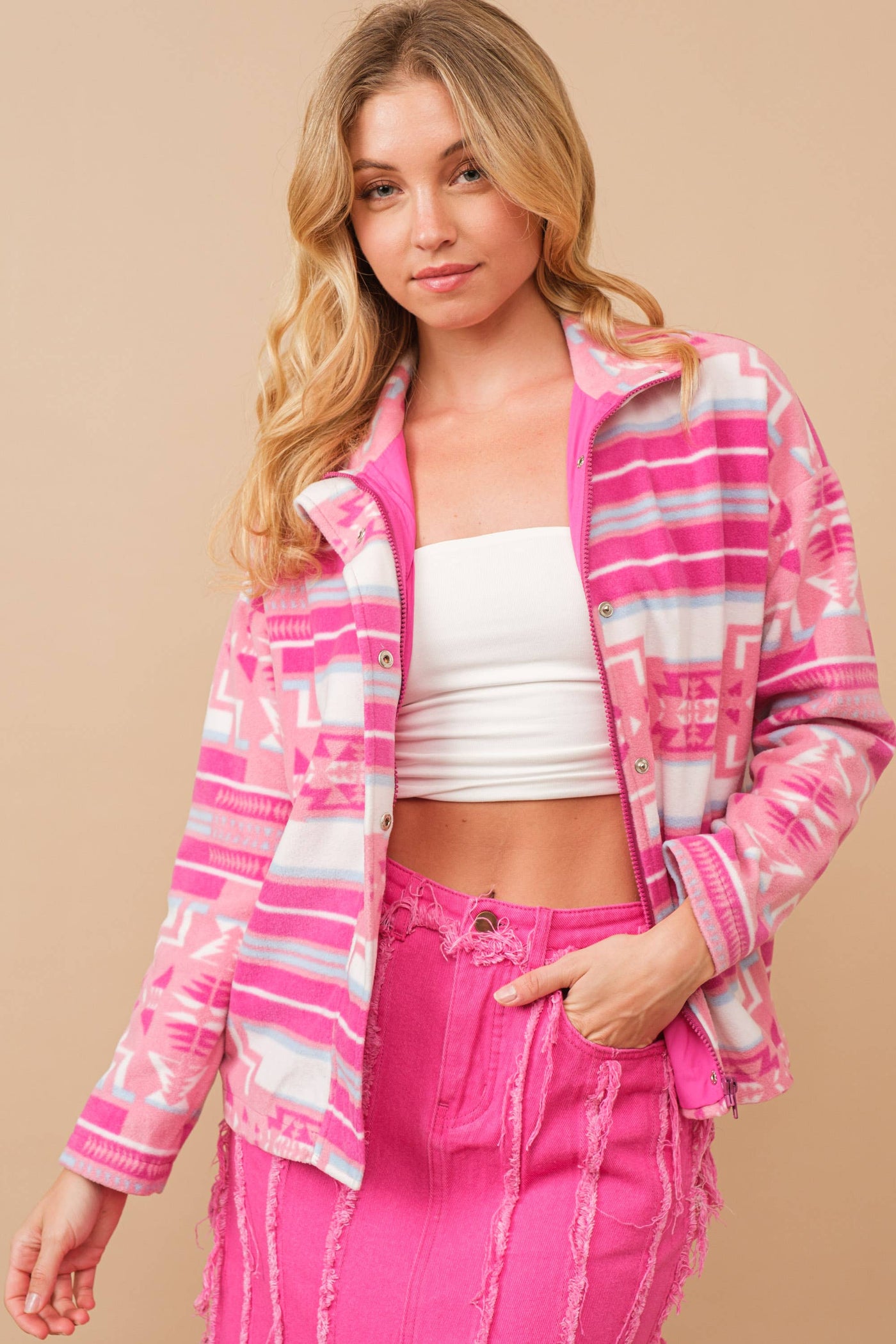 Aztec Soft Cozy Zip Up Jacket