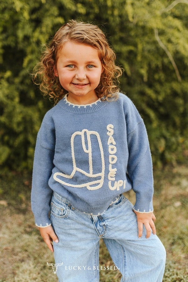 KIDS COWBOY BOOT KNIT SWEATER