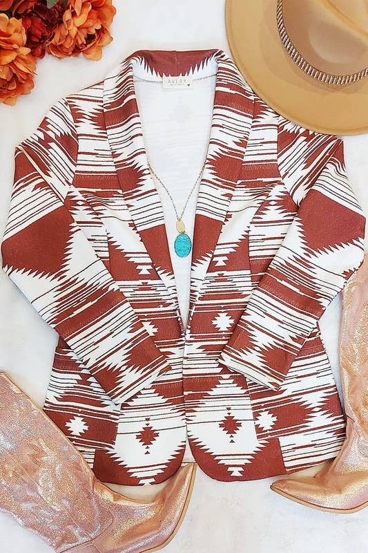 CARLY AZTEC PRINT BLAZER WITH POCKET