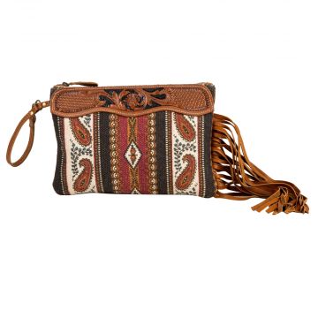 Mojave Paisley Fringed Hand- Tooled Bag