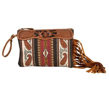 Mojave Paisley Fringed Hand- Tooled Bag