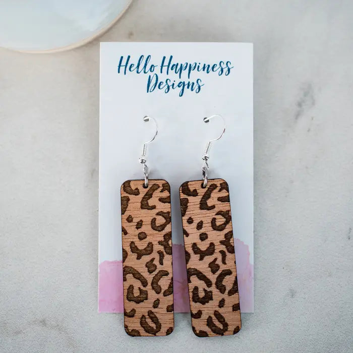 Hand Painted Wood Dangle Earrings