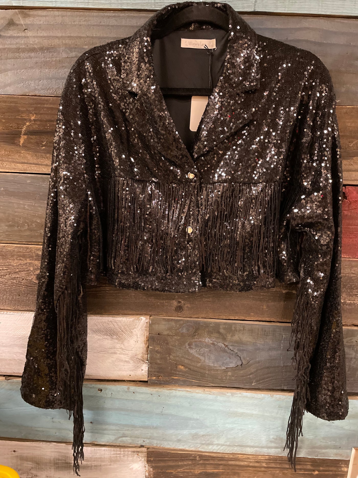 Cropped Sequins Fringed Jacket