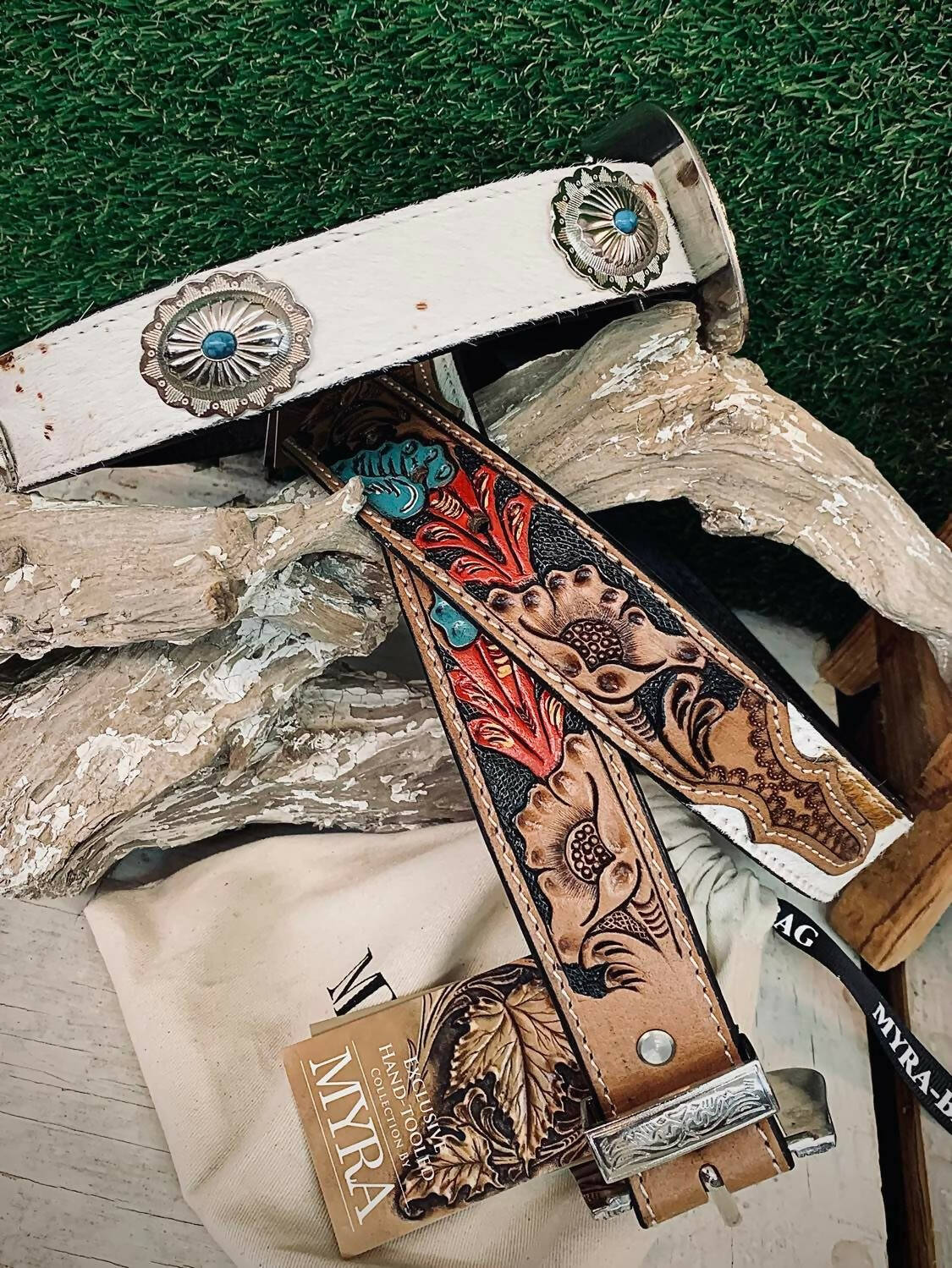 Myra Cummerbandl Hand Tooled Belt *