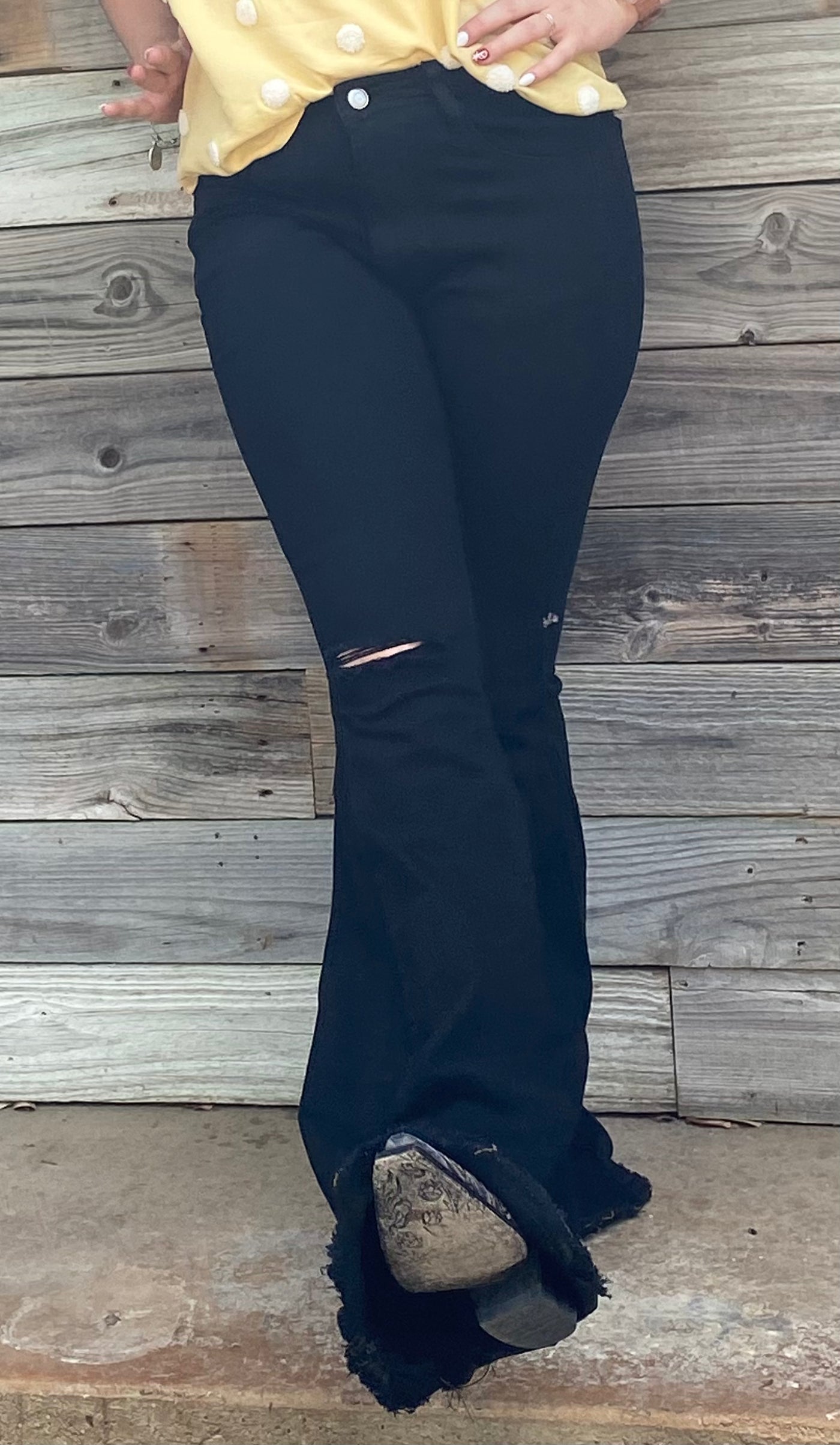 black jean flares