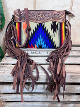 AD Aztec Print And Leather Cross Body