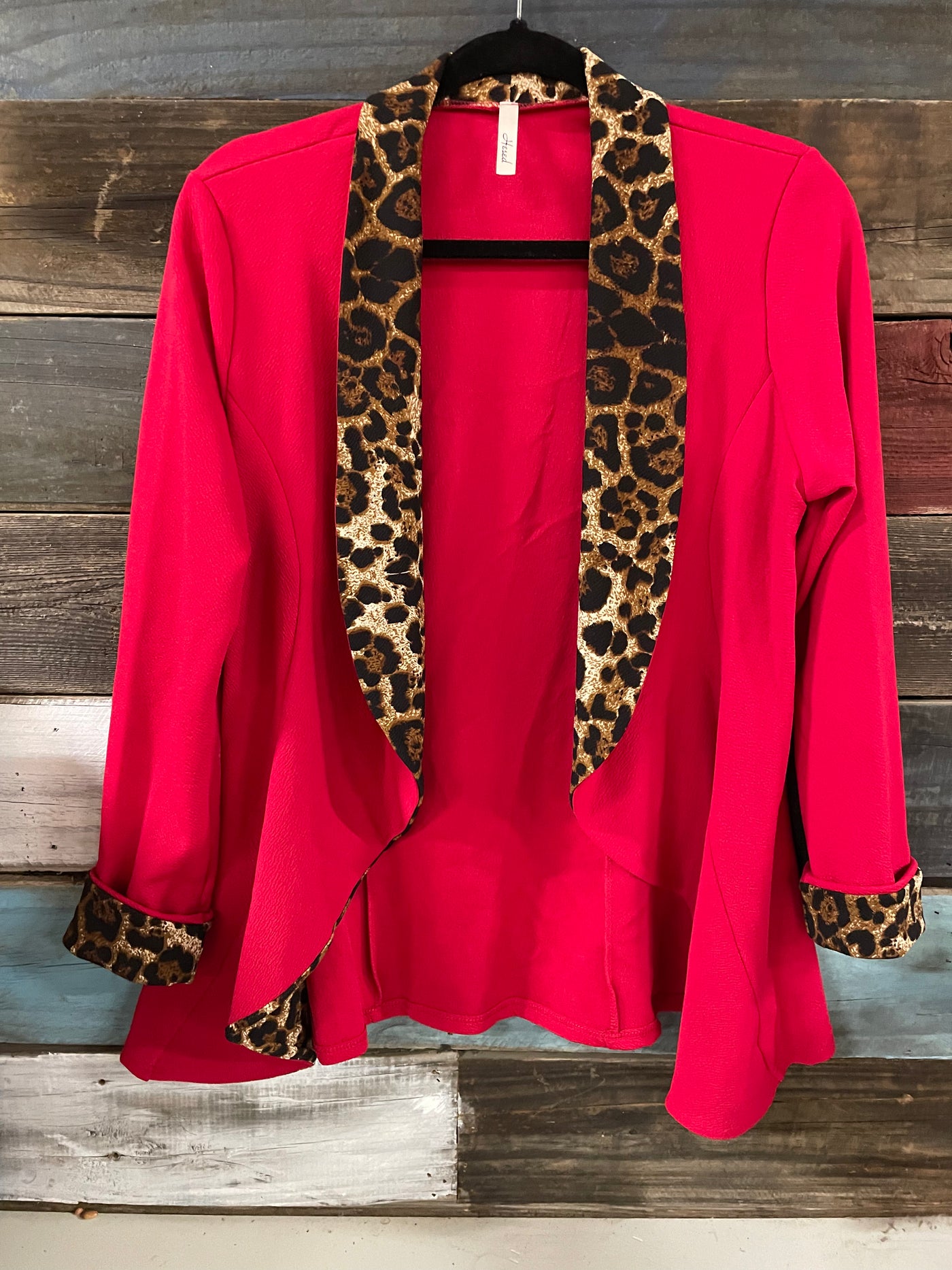 Leopard trim black Blazer
