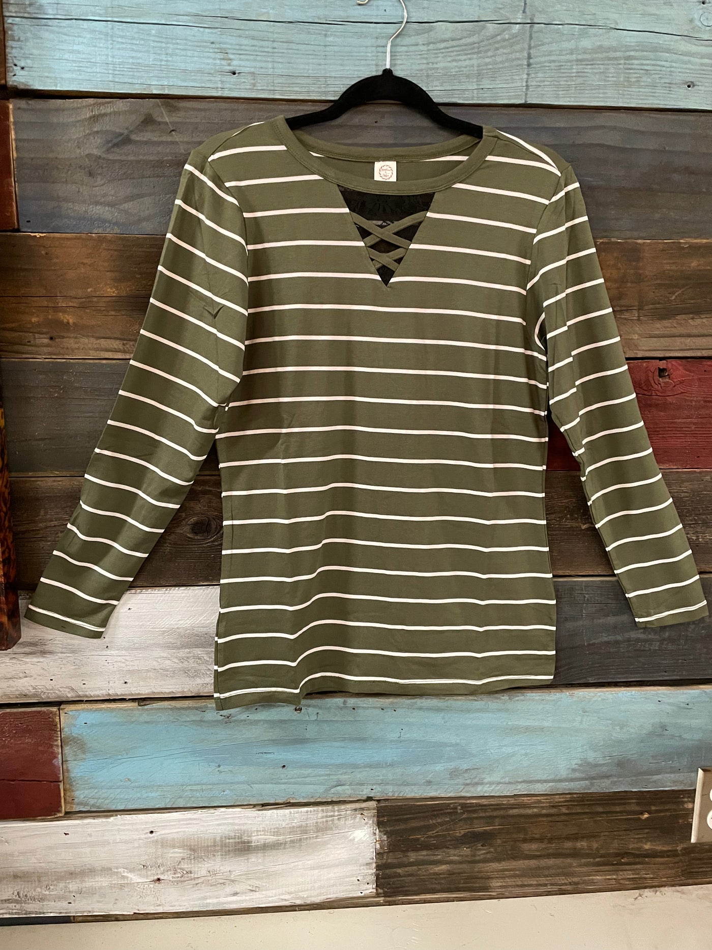Olive Lace v Neck top
