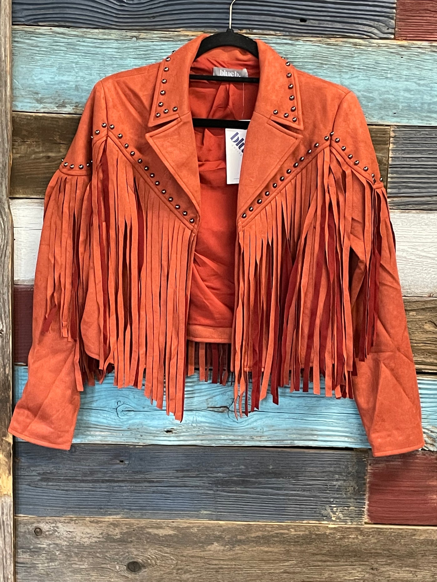 Rust Studed Fringe Jacket