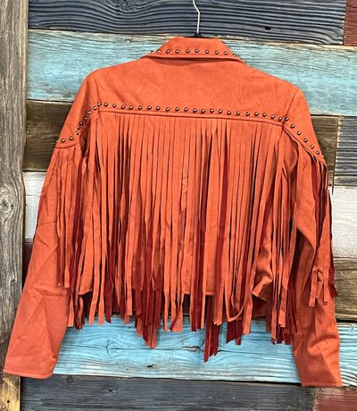 Rust Studed Fringe Jacket