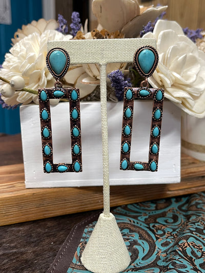 Rectangle and tear drop earrings