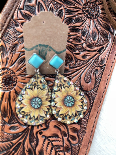 Turquoise Stud with print dangle