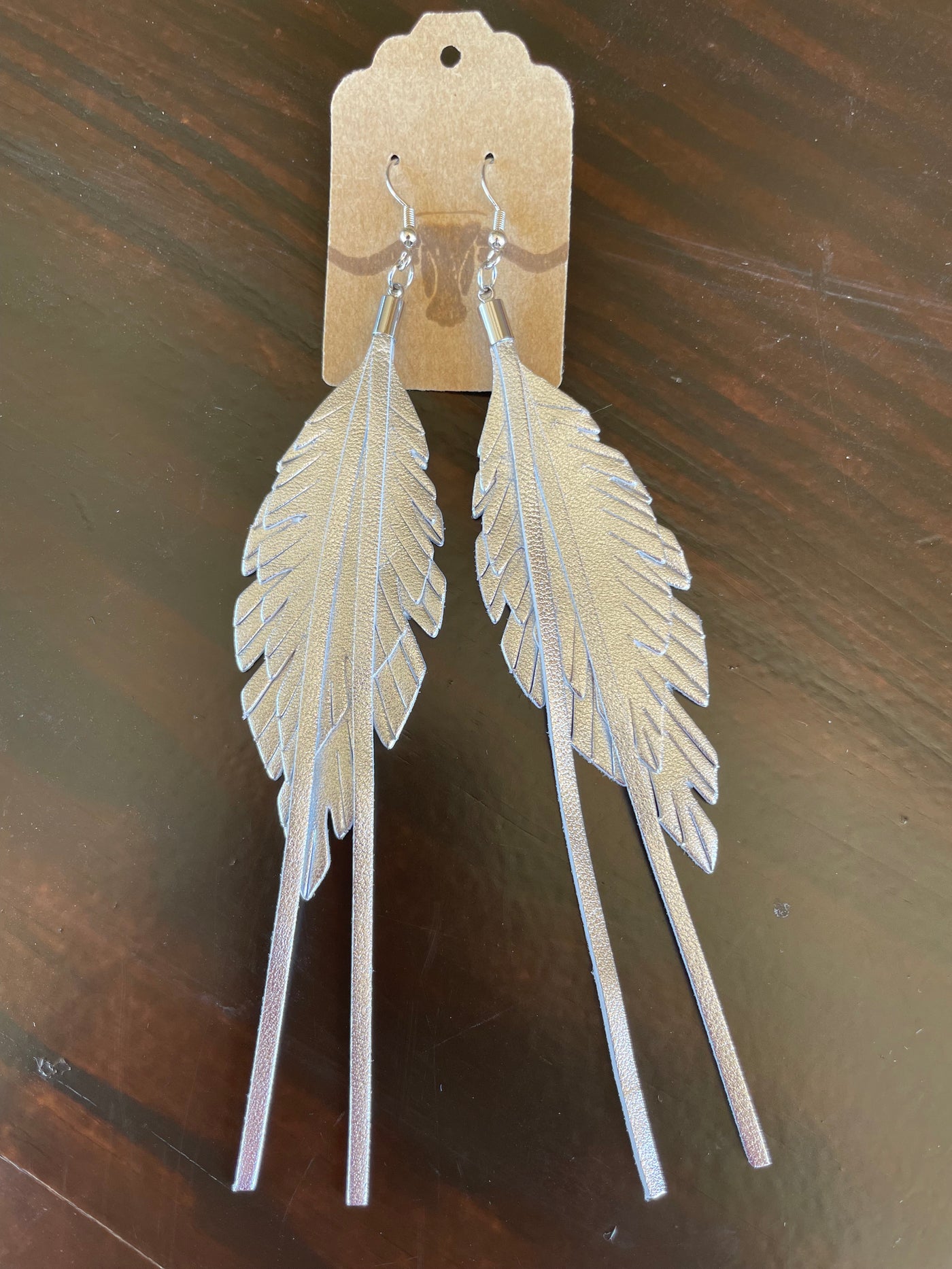Silver Feather Fringe Dangle Earrings *
