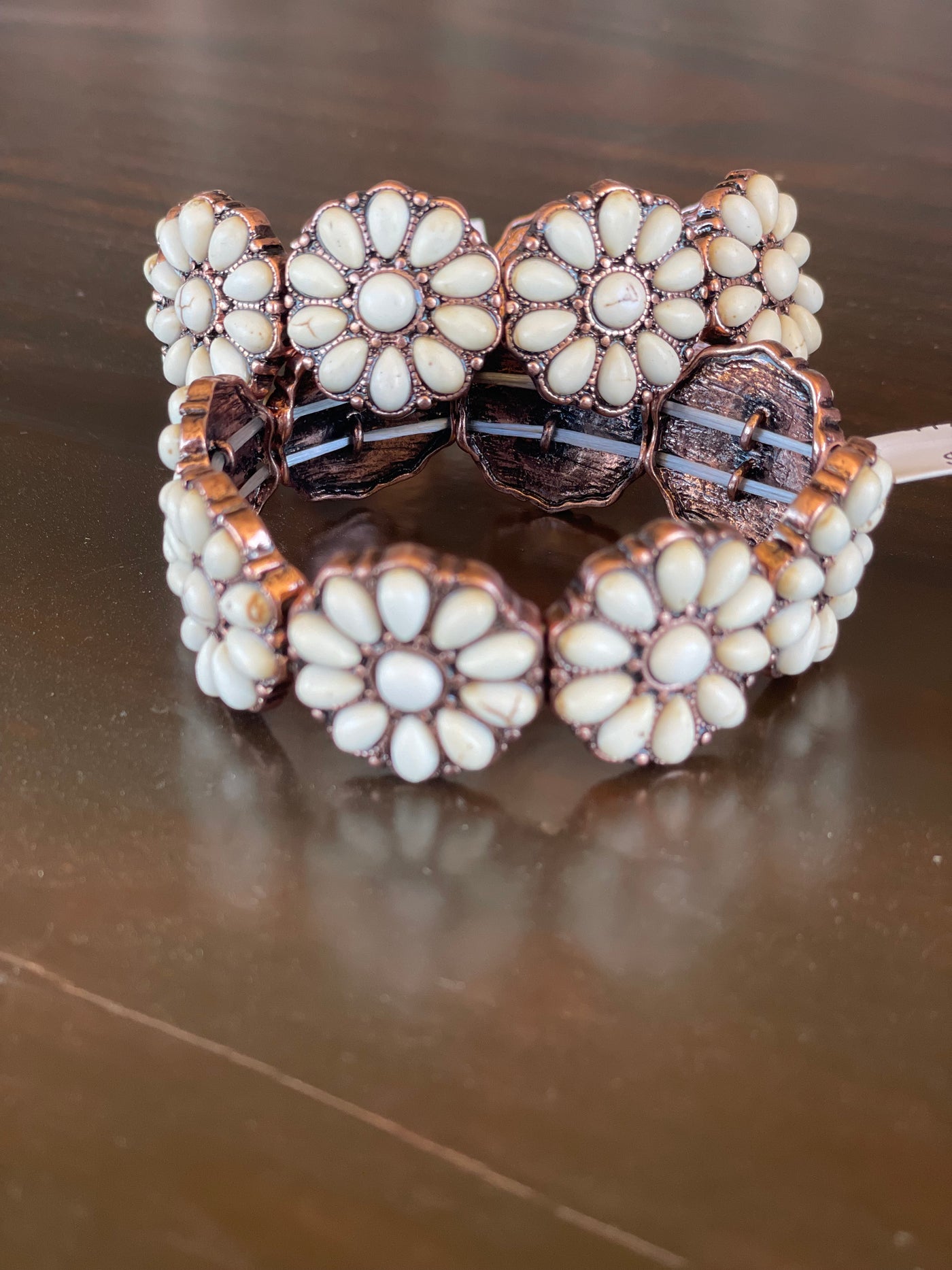 Ivory Copper Sqush Blossom Bracelet