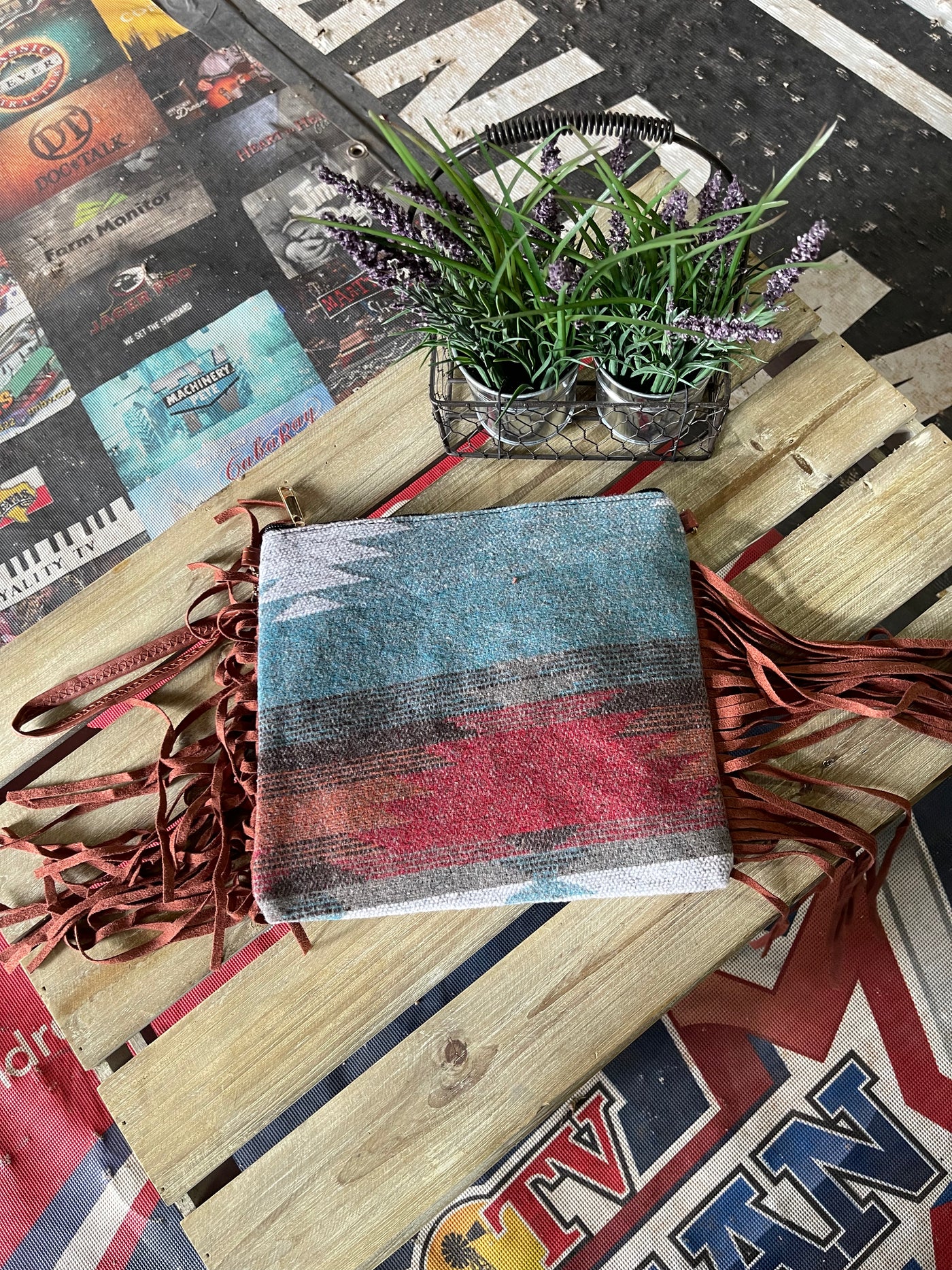 Aztec Fringe Crossbody/wristlet