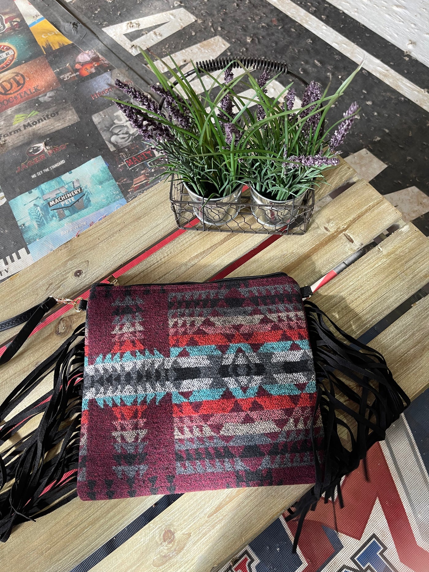 Aztec Fringe Crossbody/wristlet