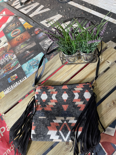 Aztec Fringe Crossbody/wristlet