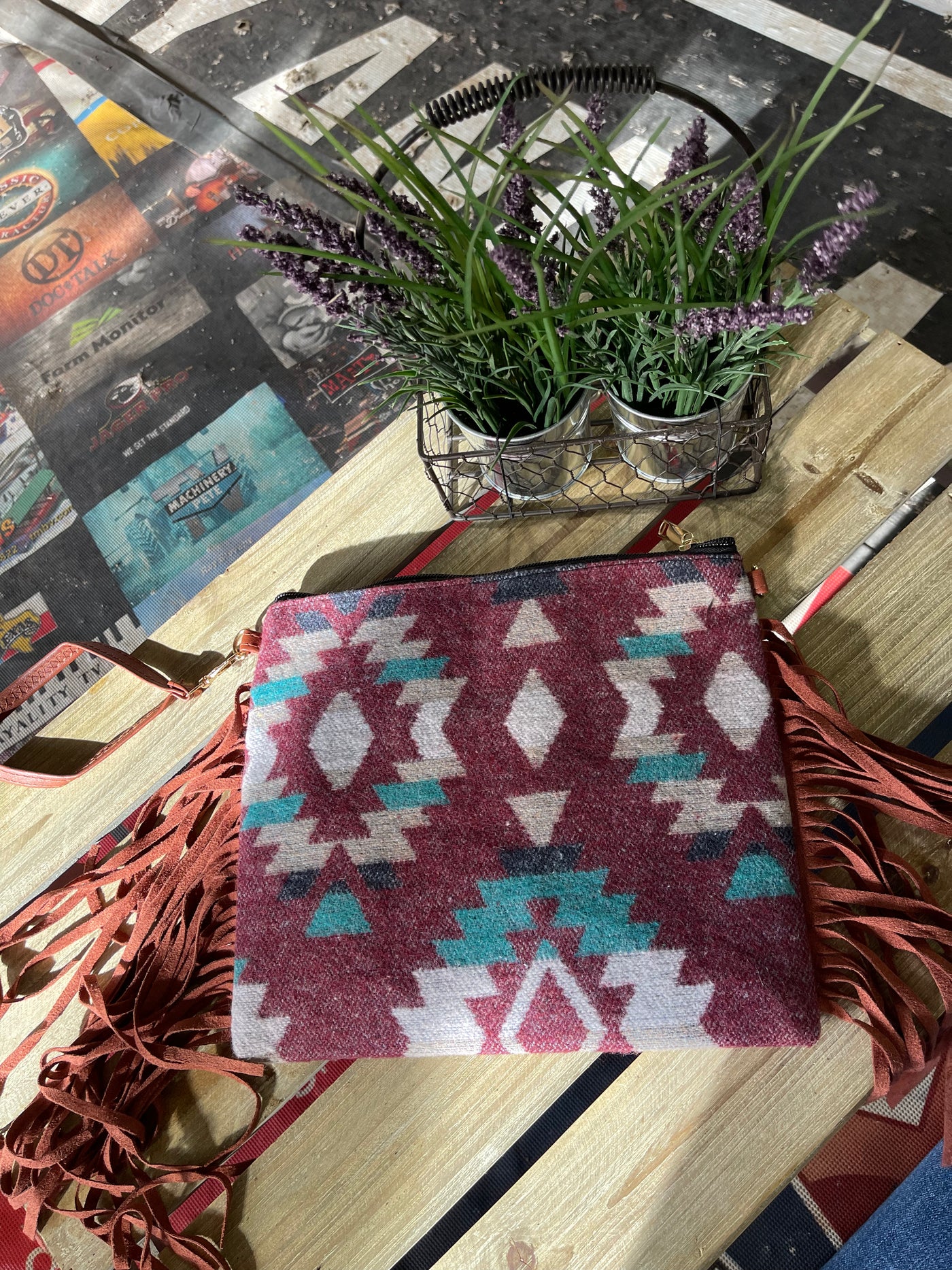 Aztec Fringe Crossbody/wristlet