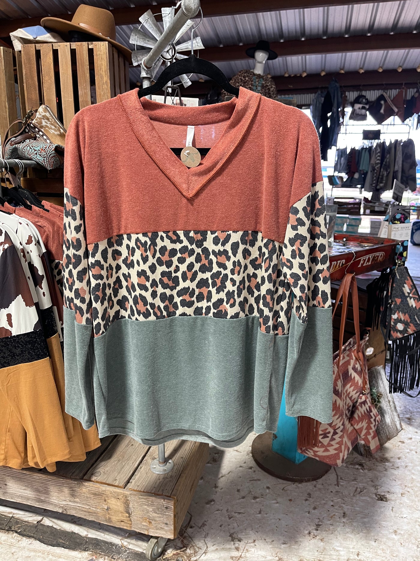 Rust and Leopard sweater