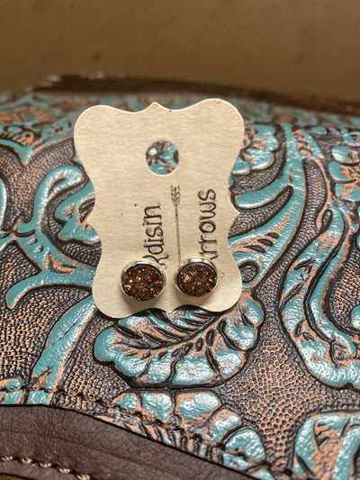 Druzy Round Stud Earrings