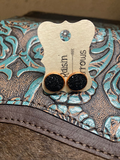 Druzy Round Stud Earrings