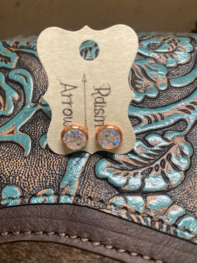 Druzy Round Stud Earrings