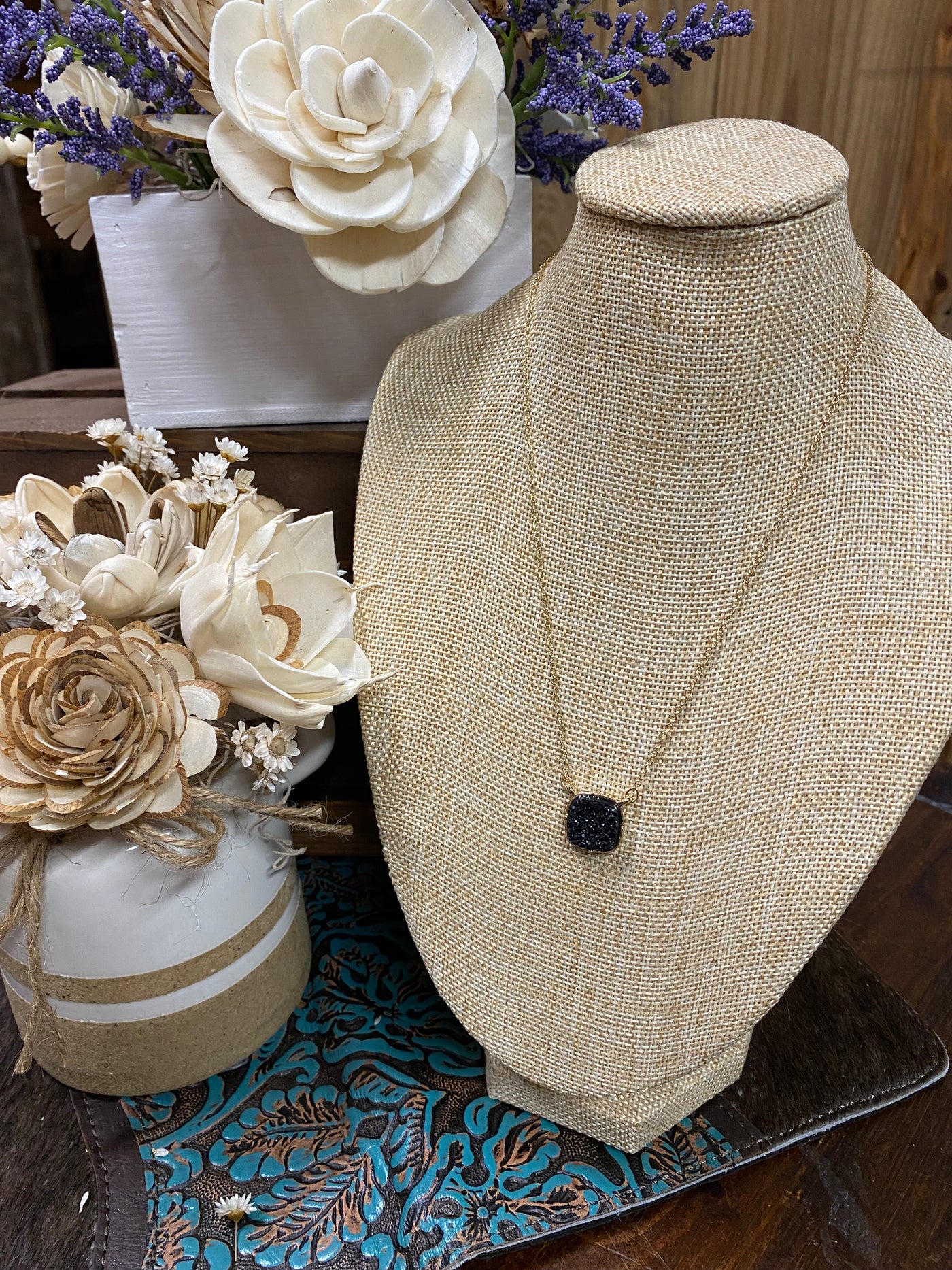 Druzy Square Necklace