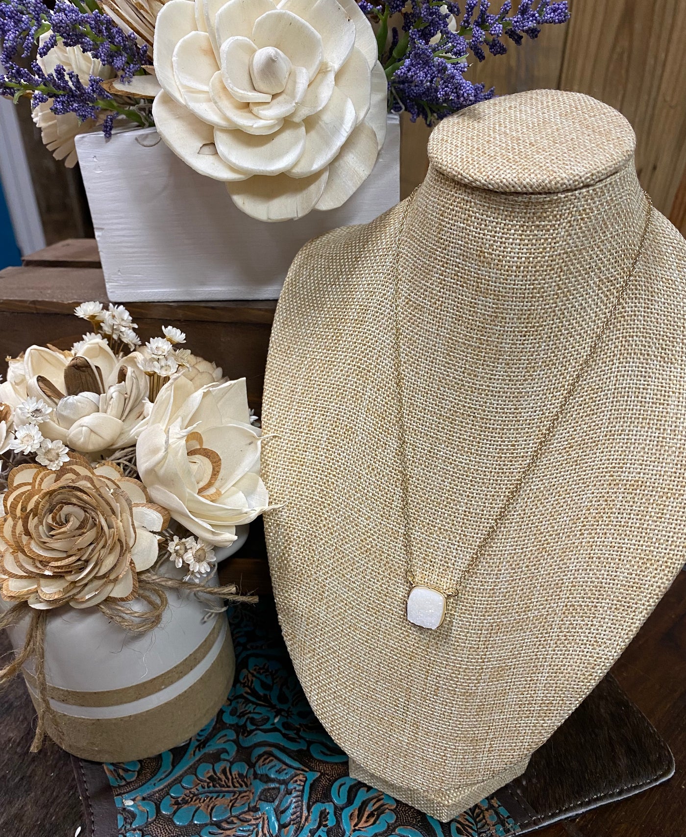 Druzy Square Necklace