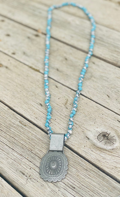 Long Beaded Necklace With Large Pendant