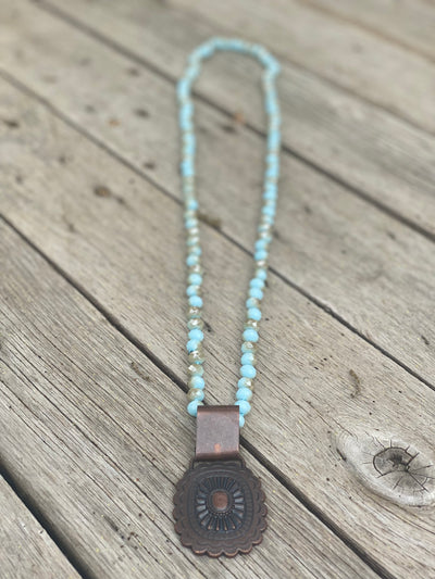 Long Beaded Necklace With Large Pendant