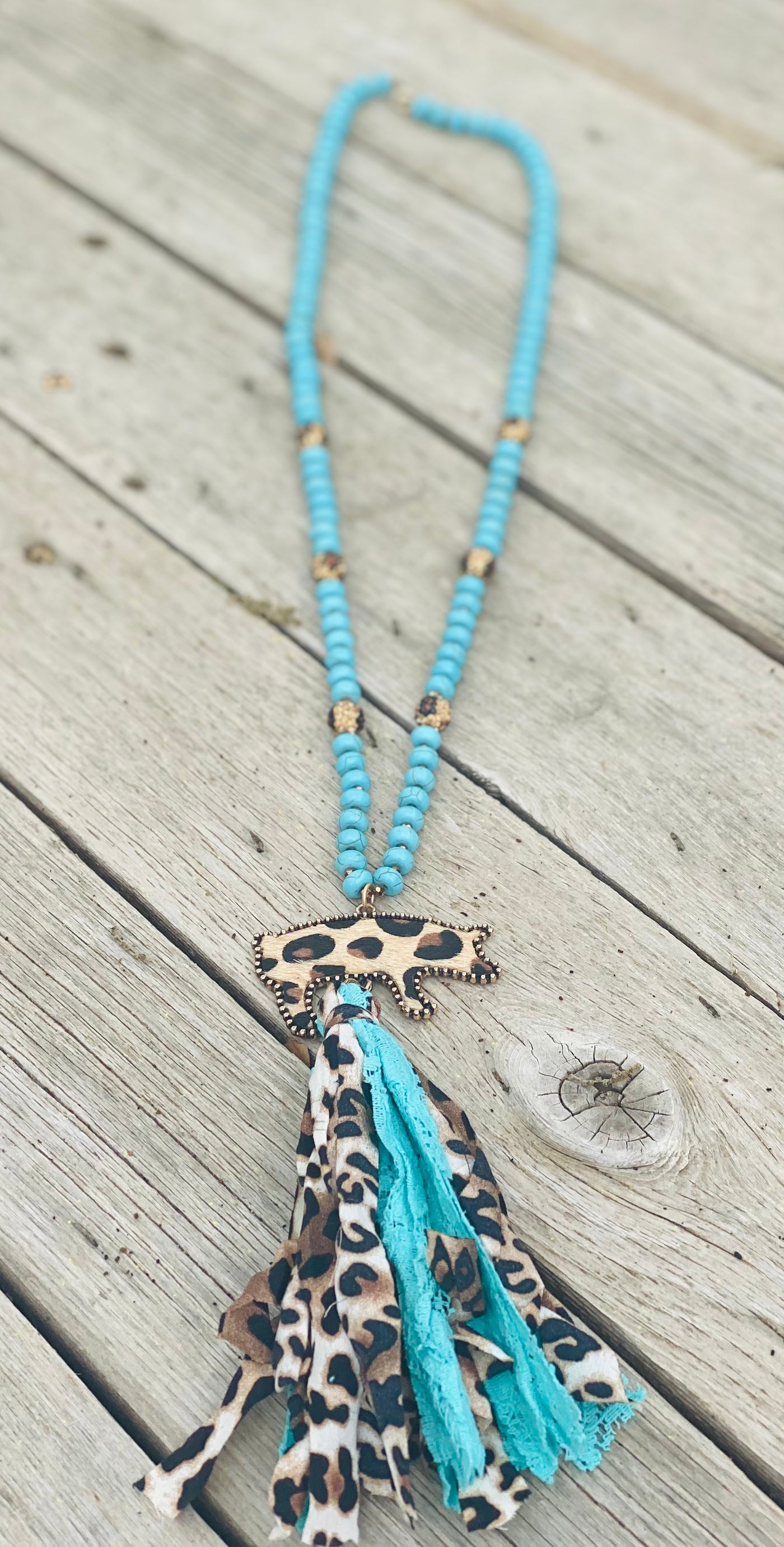 Long Beaded Necklace With Large Pendant
